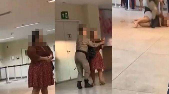 Paciente é imobilizada por policial militar em hospital de Salvador