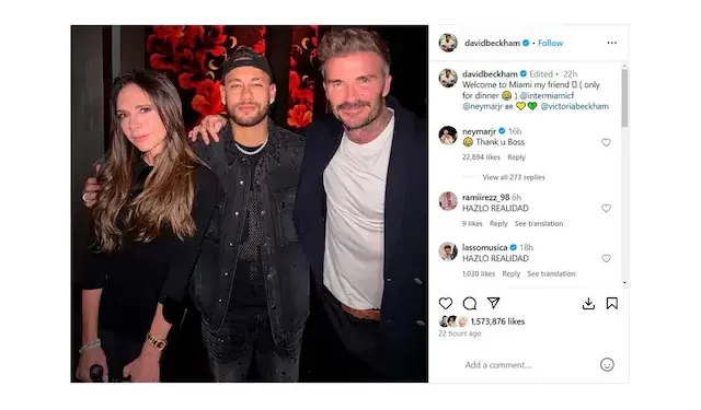A foto de Beckham com Neymar em Miami que anima os torcedores com a possibilidade de reeditar o trio junto com Lionel Messi e Luis Suárez
